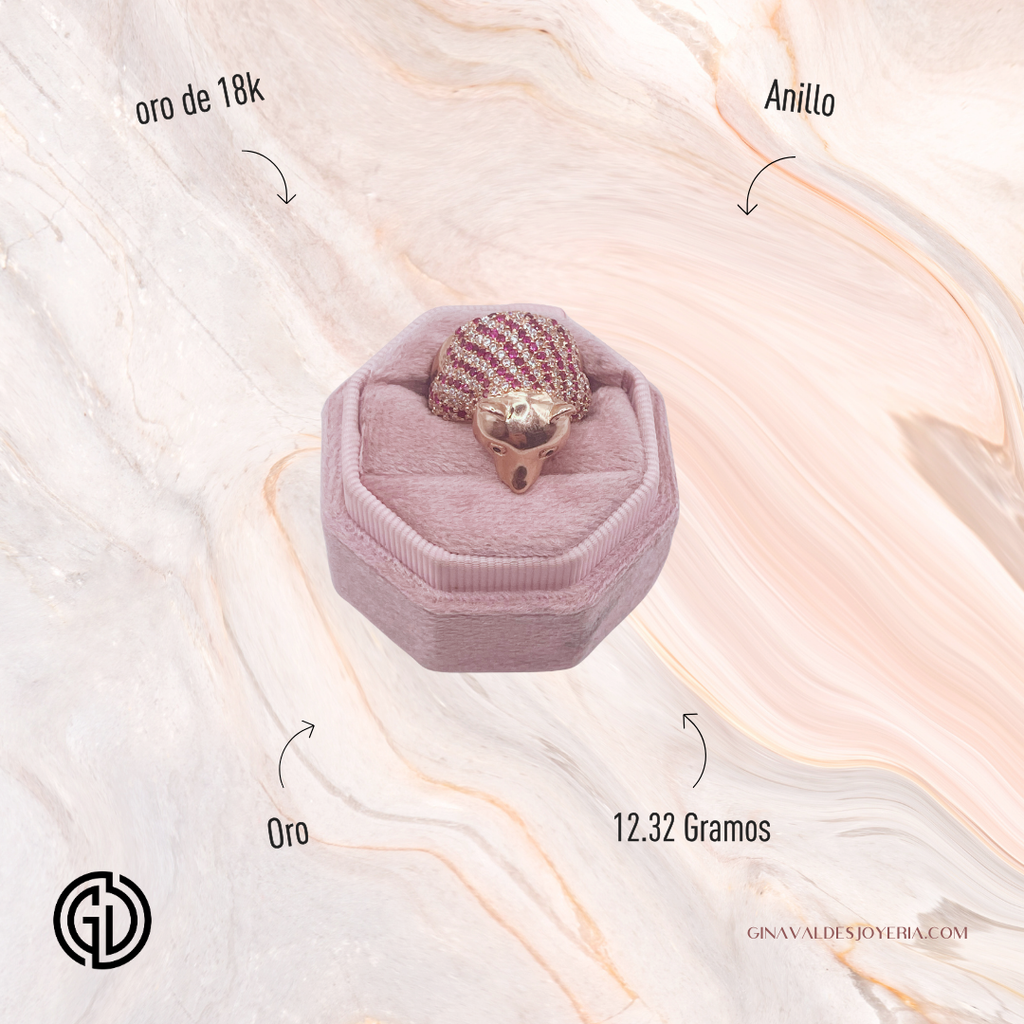 Anillo Oso Pavé en Oro 18K con Circones