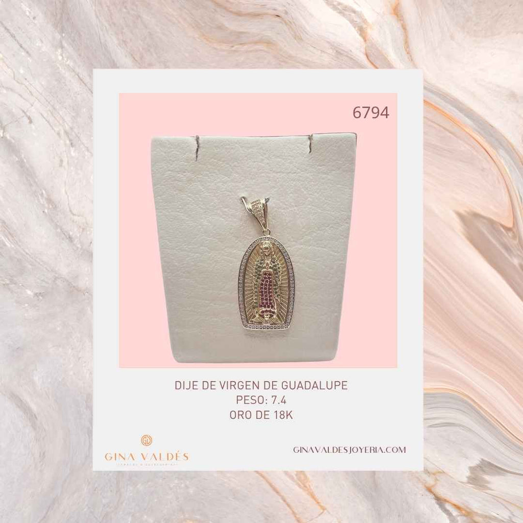 Dije Virgen de Guadalupe en Oro 18K con Circones