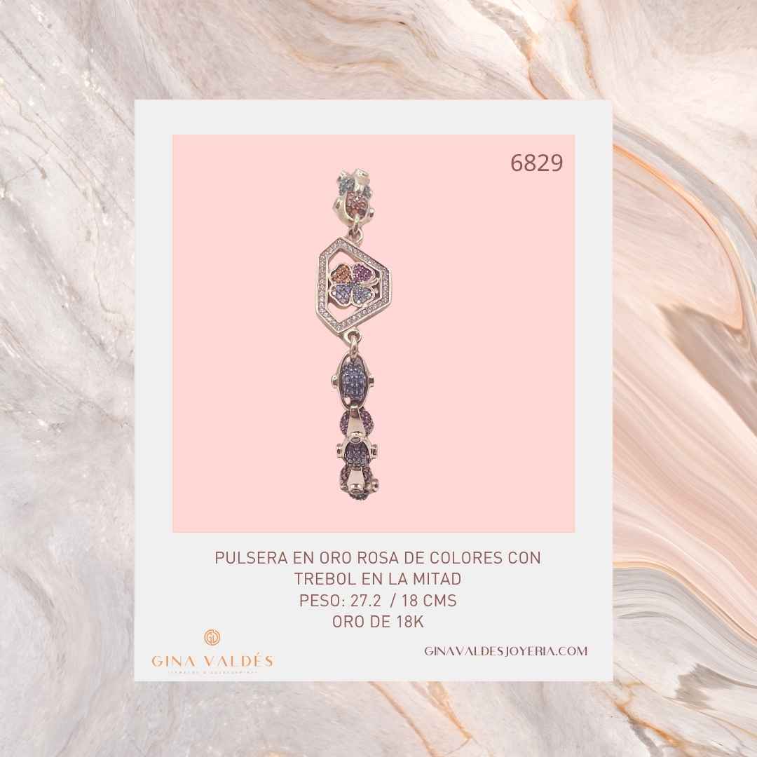 Pulsera en Oro 18K con Circones Multicolor Diseño Geométrico